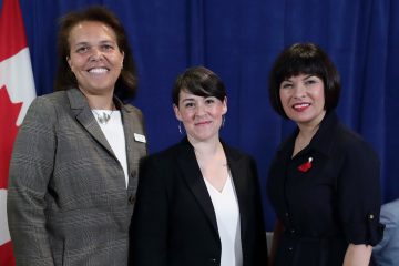 Photo of Dr Ogilvie, Ginette Petitpas Taylor, and Genesa Greening
